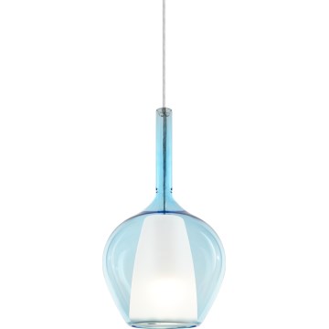 Ideal Lux - Lámpara colgante con cable KALIQUE 1xE27/42W/230V Ø 18 cm azul ahumado