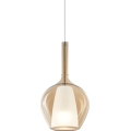 Ideal Lux - Lámpara colgante con cable KALIQUE 1xE27/42W/230V Ø 18 cm beige ahumado