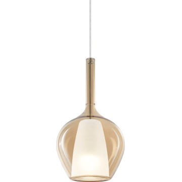 Ideal Lux - Lámpara colgante con cable KALIQUE 1xE27/42W/230V Ø 18 cm beige ahumado