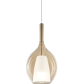 Ideal Lux - Lámpara colgante con cable KALIQUE 1xE27/42W/230V Ø 18 cm beige ahumado