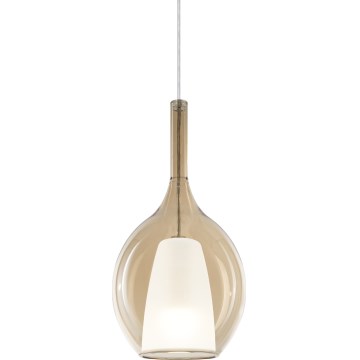 Ideal Lux - Lámpara colgante con cable KALIQUE 1xE27/42W/230V Ø 18 cm beige ahumado