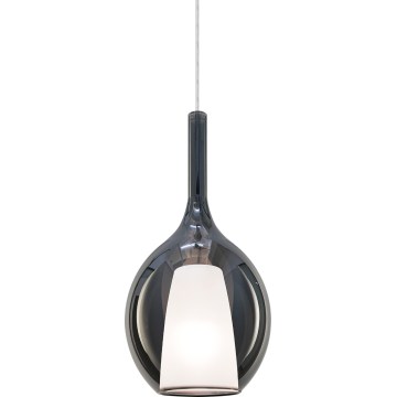 Ideal Lux - Lámpara colgante con cable KALIQUE 1xE27/42W/230V Ø 18 cm negro ahumado