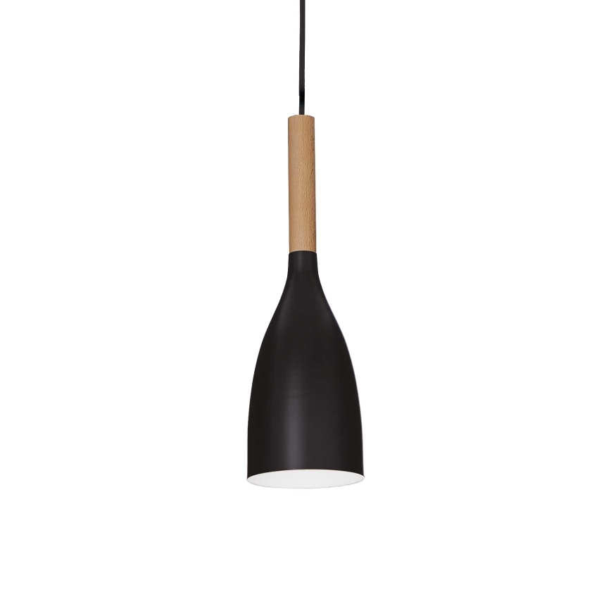 Ideal Lux - Lámpara colgante con cable MANHATTAN 1xE14/40W/230V Ø 11 cm negro/haya