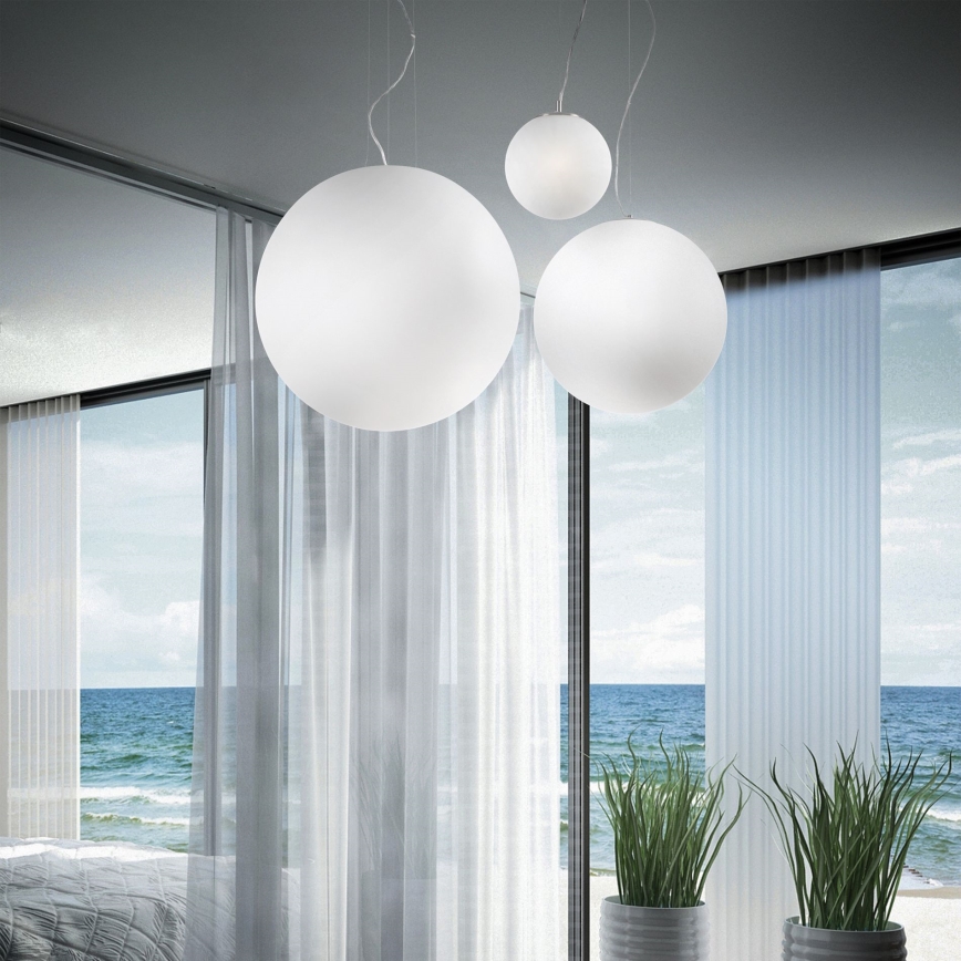 Ideal Lux - Lámpara colgante con cable MAPA 1xE27/42W/230V Ø 40 cm blanca