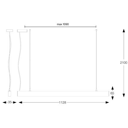 Ideal Lux - Lámpara colgante con cable OFFICE LED/30W/230V 3000K CRI 90 negro