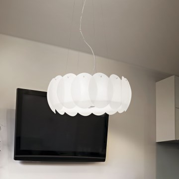 Ideal Lux - Lámpara colgante con cable OVALINO 8xE27/60W/230V, diámetro 55 cm, blanca