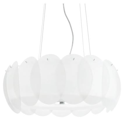 Ideal Lux - Lámpara colgante con cable OVALINO 8xE27/60W/230V, diámetro 55 cm, blanca