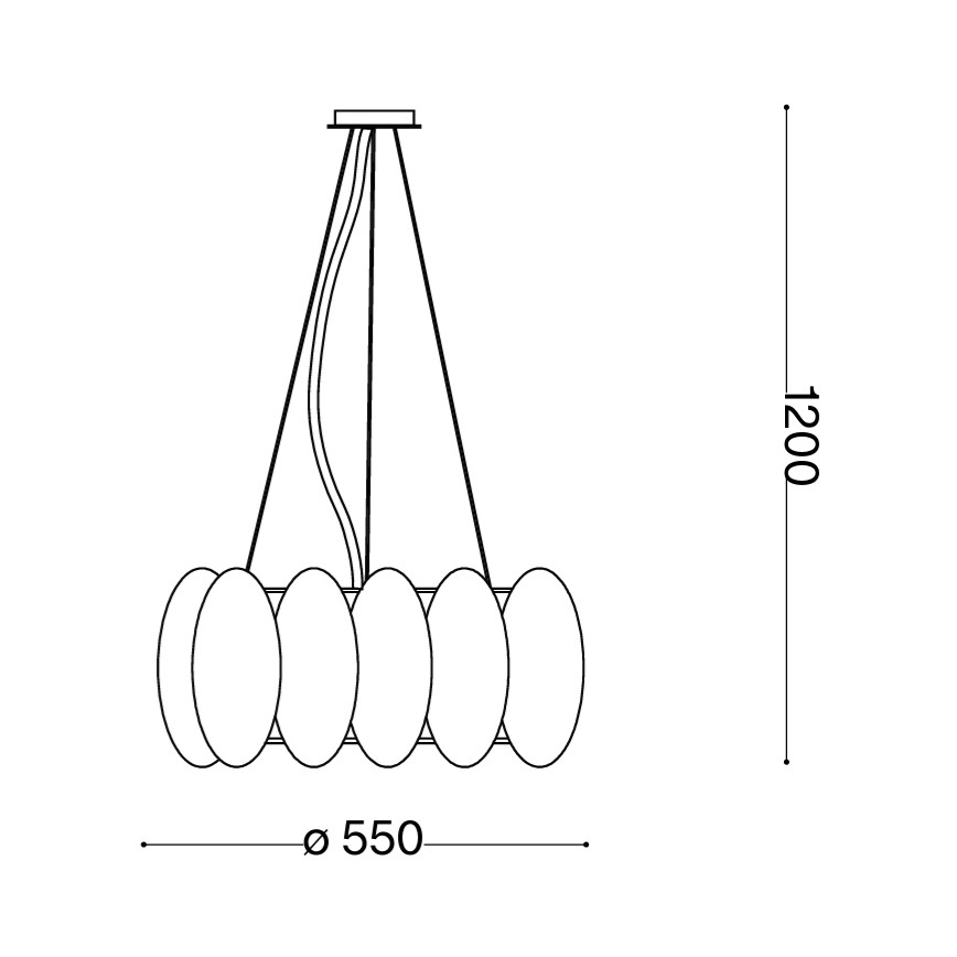 Ideal Lux - Lámpara colgante con cable OVALINO 8xE27/60W/230V, diámetro 55 cm, blanca