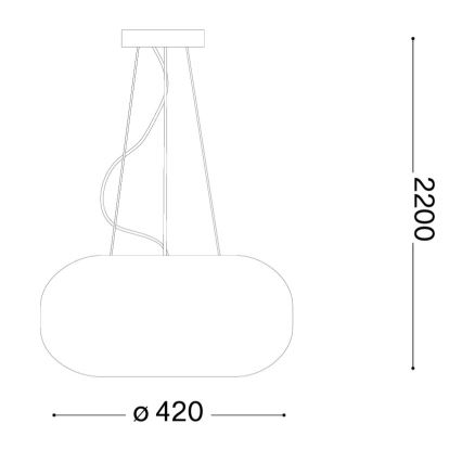 Ideal Lux - Lámpara colgante con cable ULISSE 3xE27/60W/230V Ø 42 cm blanca