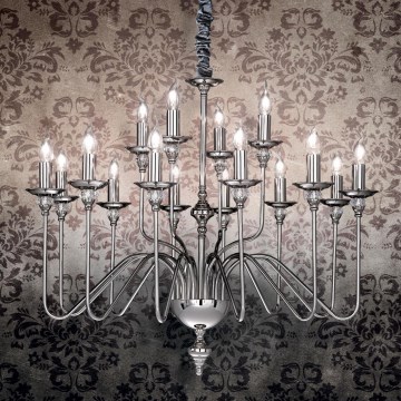 Ideal Lux - Lámpara colgante con cadena ARTU 16xE14/40W/230V diá. 90 cm cromo brillante