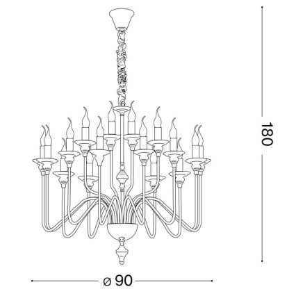 Ideal Lux - Lámpara colgante con cadena ARTU 16xE14/40W/230V diá. 90 cm cromo brillante