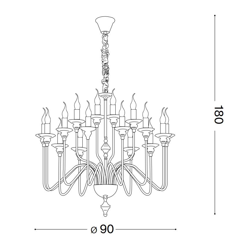 Ideal Lux - Lámpara colgante con cadena ARTU 16xE14/40W/230V diá. 90 cm cromo brillante
