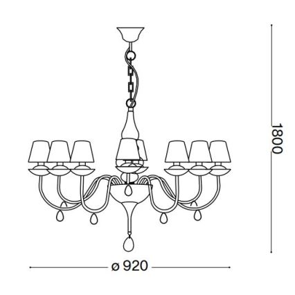 Ideal Lux - Lámpara colgante con cadena BLANCHE 8xE14/40W/230V diá. 92 cm negro