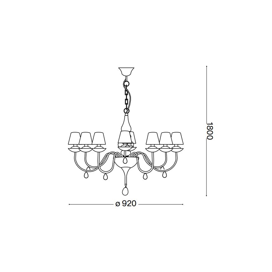 Ideal Lux - Lámpara colgante con cadena BLANCHE 8xE14/40W/230V diá. 92 cm negro