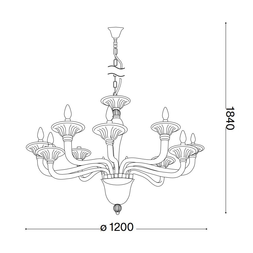 Ideal Lux - Lámpara colgante con cadena BRIGITTA 12xE14/40W/230V diá. 120 cm latón