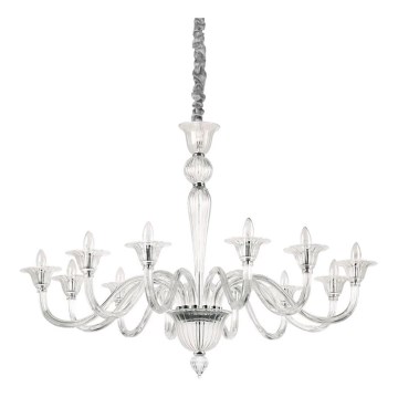 Ideal Lux - Lámpara colgante con cadena BRIGITTA 12xE14/40W/230V diá. 120 cm transparente