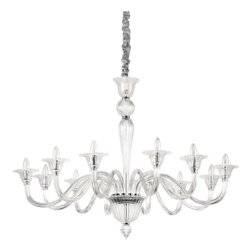 Ideal Lux - Lámpara colgante con cadena BRIGITTA 12xE14/40W/230V diá. 120 cm transparente