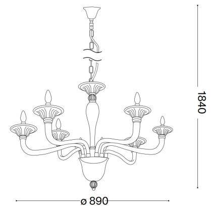Ideal Lux - Lámpara colgante con cadena BRIGITTA 8xE14/40W/230V diá. 89 cm latón