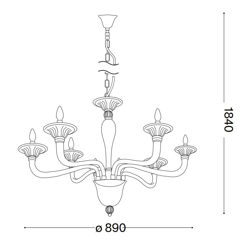 Ideal Lux - Lámpara colgante con cadena BRIGITTA 8xE14/40W/230V diá. 89 cm latón