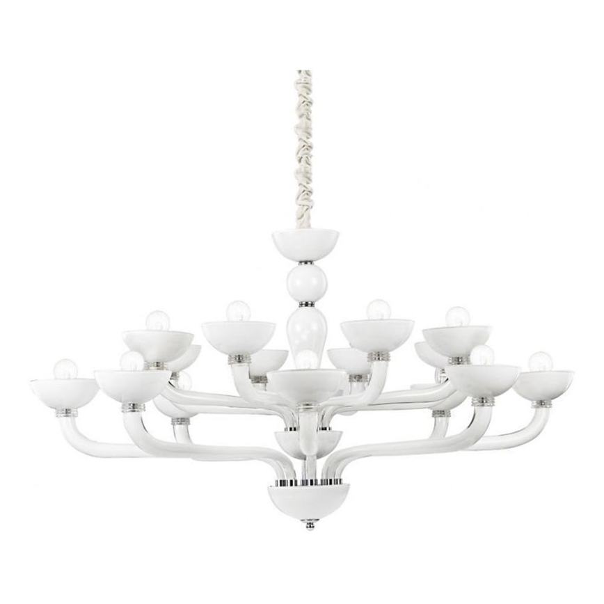 Ideal Lux - Lámpara colgante con cadena CASANOVA 16xE14/40W/230V diá. 120 cm blanco