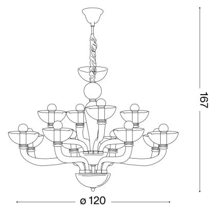Ideal Lux - Lámpara colgante con cadena CASANOVA 16xE14/40W/230V diá. 120 cm gris