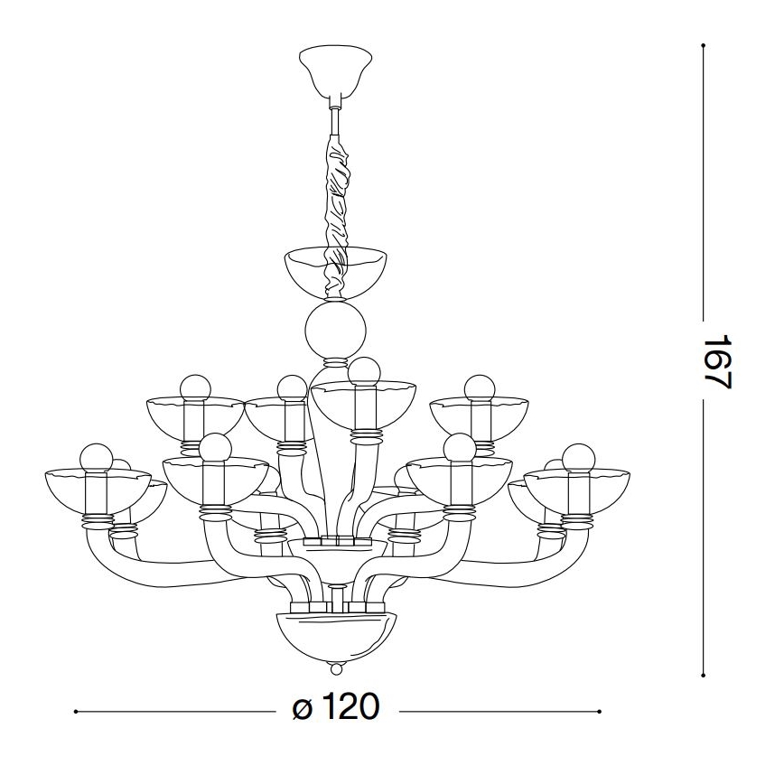 Ideal Lux - Lámpara colgante con cadena CASANOVA 16xE14/40W/230V diá. 120 cm gris