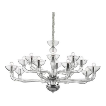 Ideal Lux - Lámpara colgante con cadena CASANOVA 16xE14/40W/230V diá. 120 cm transparente