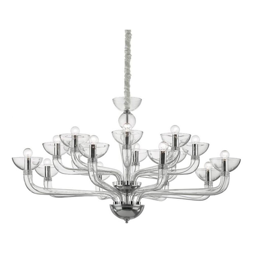 Ideal Lux - Lámpara colgante con cadena CASANOVA 16xE14/40W/230V diá. 120 cm transparente