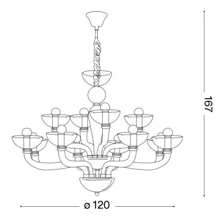 Ideal Lux - Lámpara colgante con cadena CASANOVA 16xE14/40W/230V diá. 120 cm transparente