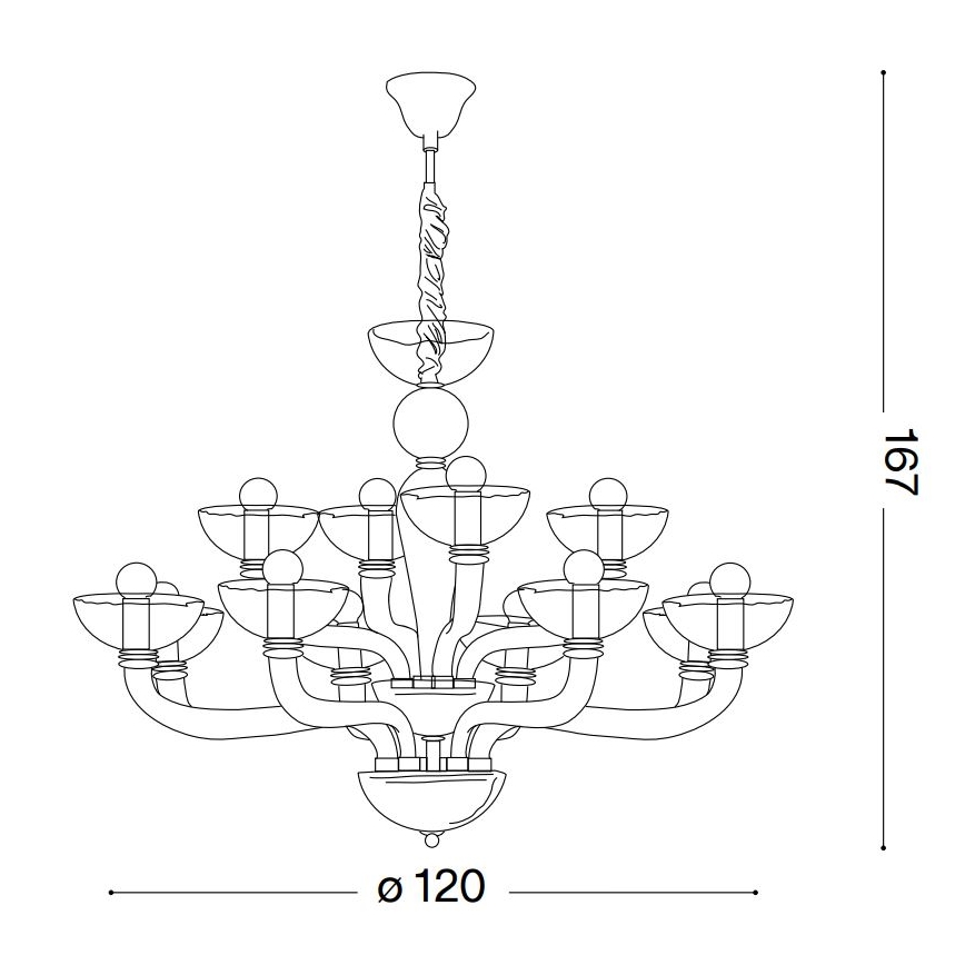 Ideal Lux - Lámpara colgante con cadena CASANOVA 16xE14/40W/230V diá. 120 cm transparente
