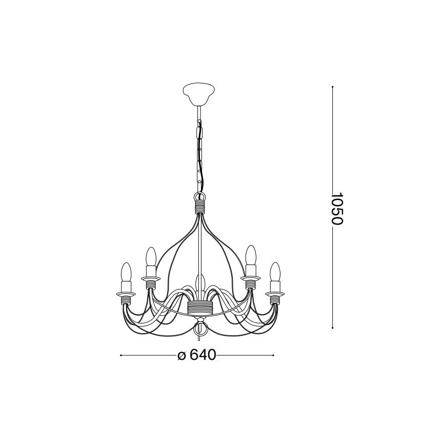 Ideal Lux - Lámpara colgante con cadena CORTE 5xE14/40W/230V diá. 54 cm cobre