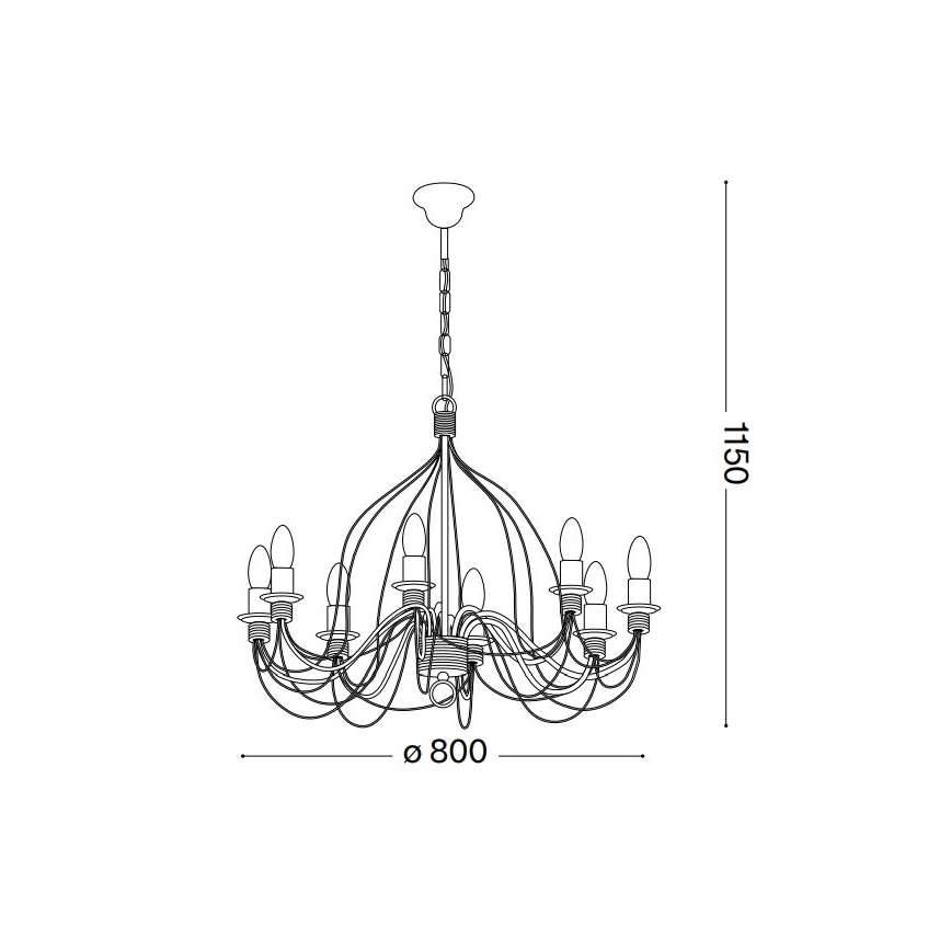 Ideal Lux - Lámpara colgante con cadena CORTE 8xE14/40W/230V diá. 80 cm cobre