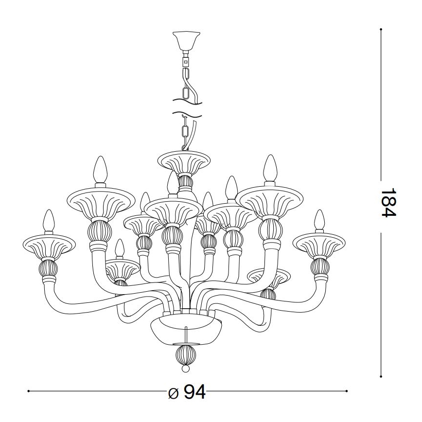 Ideal Lux - Lámpara colgante con cadena DANIELI 12xE14/40W/230V diá. 94 cm transparente
