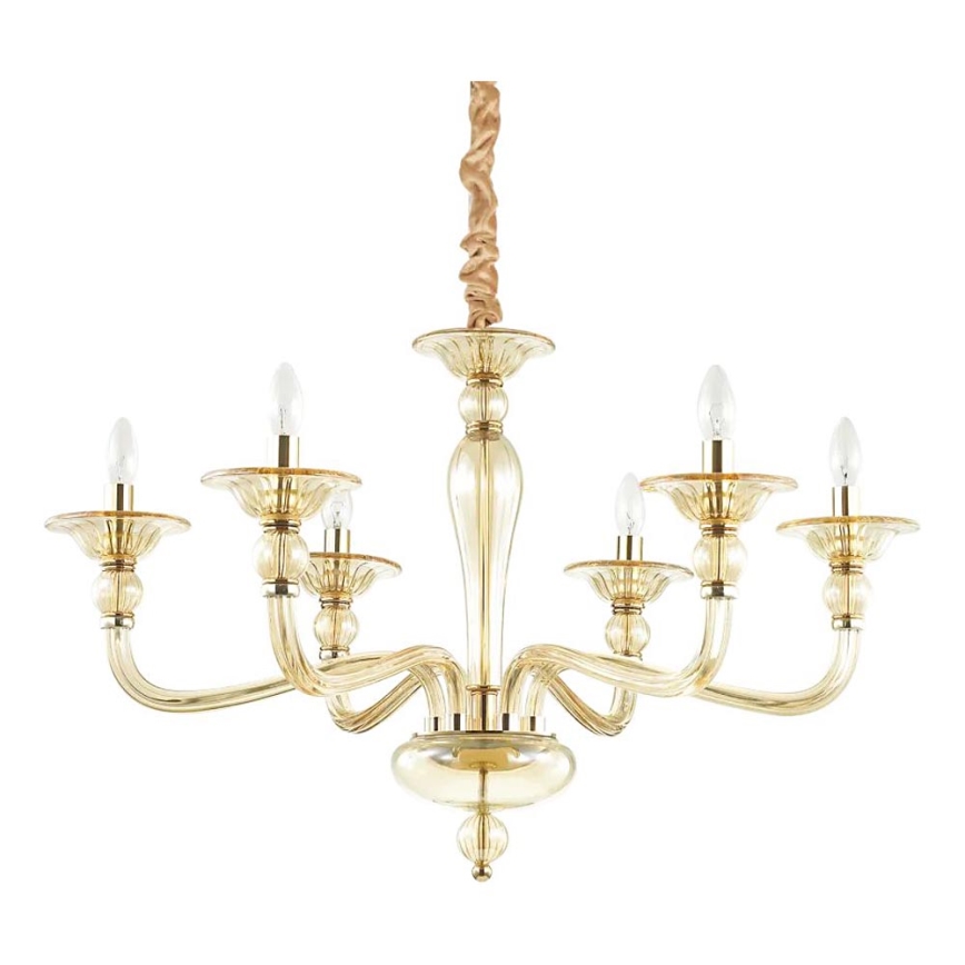 Ideal Lux - Lámpara colgante con cadena DANIELI 6xE14/40W/230V diá. 85 cm latón