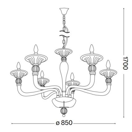 Ideal Lux - Lámpara colgante con cadena DANIELI 6xE14/40W/230V diá. 85 cm latón