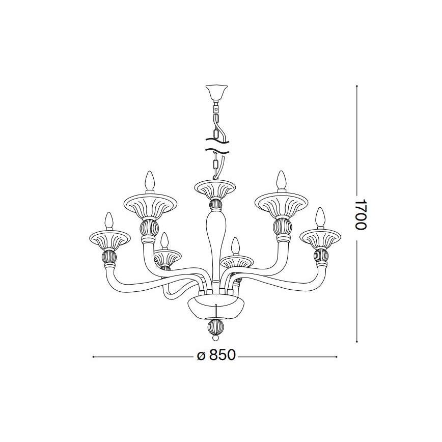 Ideal Lux - Lámpara colgante con cadena DANIELI 6xE14/40W/230V diá. 85 cm latón