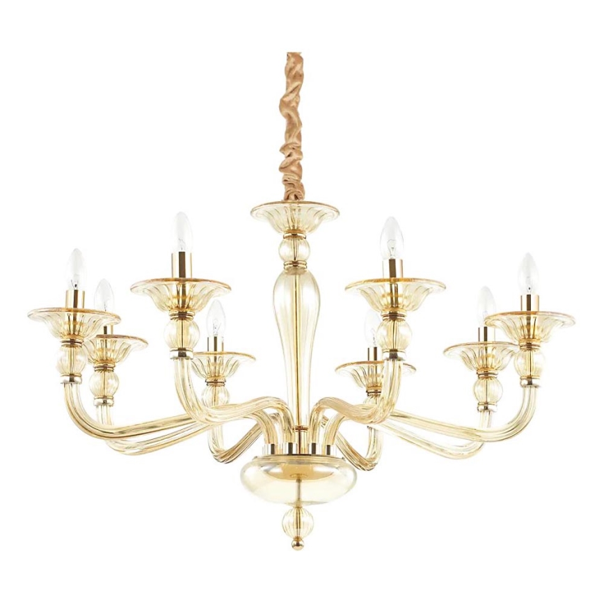 Ideal Lux - Lámpara colgante con cadena DANIELI 8xE14/40W/230V diá. 85 cm latón