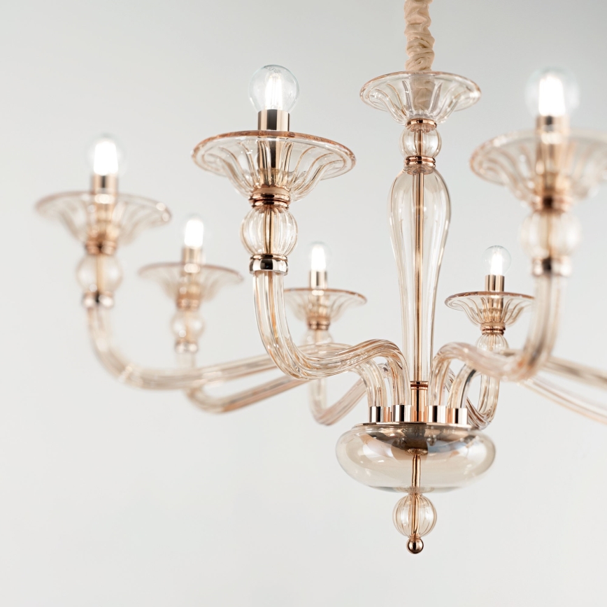 Ideal Lux - Lámpara colgante con cadena DANIELI 8xE14/40W/230V diá. 85 cm latón