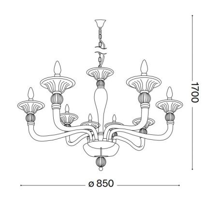 Ideal Lux - Lámpara colgante con cadena DANIELI 8xE14/40W/230V diá. 85 cm latón