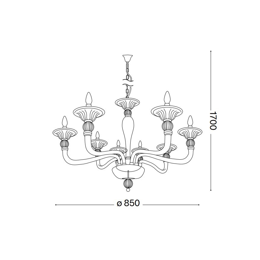 Ideal Lux - Lámpara colgante con cadena DANIELI 8xE14/40W/230V diá. 85 cm latón