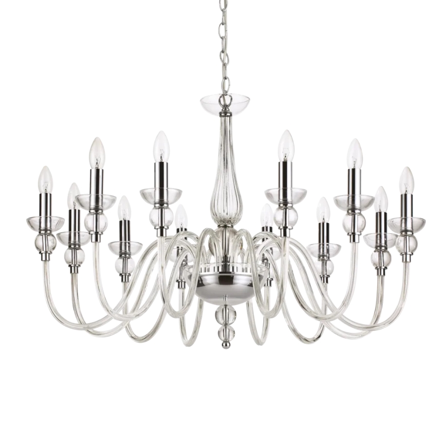 Ideal Lux - Lámpara colgante con cadena DOGE 12xE14/40W/230V diá. 91 cm cromo brillante