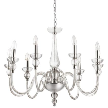 Ideal Lux - Lámpara colgante con cadena DOGE 9xE14/40W/230V diá. 75 cm cromo brillante