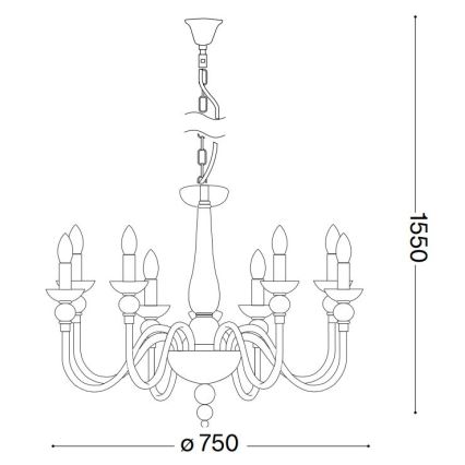 Ideal Lux - Lámpara colgante con cadena DOGE 9xE14/40W/230V diá. 75 cm cromo brillante