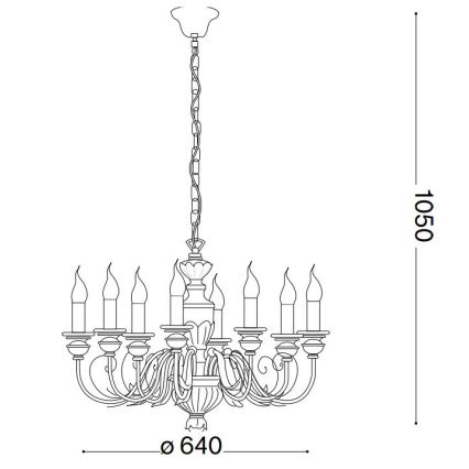 Ideal Lux - Lámpara colgante con cadena FIRENZE 8xE14/40W/230V diá. 64 cm dorado