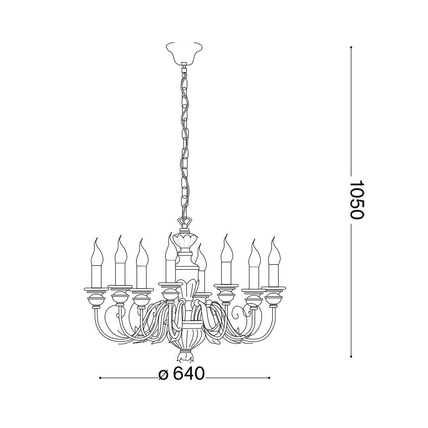 Ideal Lux - Lámpara colgante con cadena FIRENZE 8xE14/40W/230V diá. 64 cm dorado