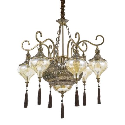 Ideal Lux - Lámpara colgante con cadena HAREM 9xE27/60W/230V diá. 75 cm latón