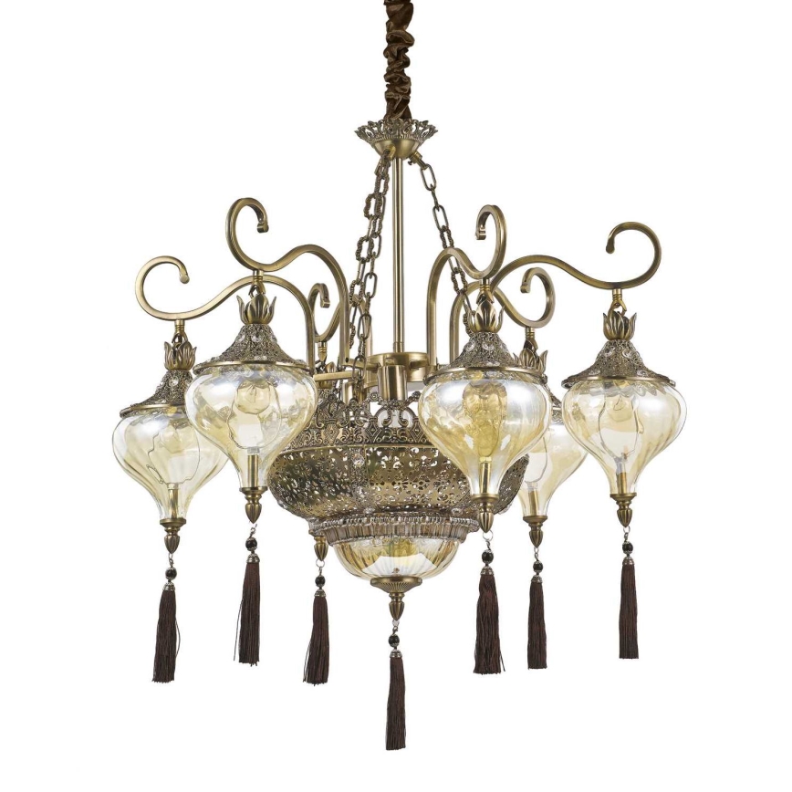 Ideal Lux - Lámpara colgante con cadena HAREM 9xE27/60W/230V diá. 75 cm latón
