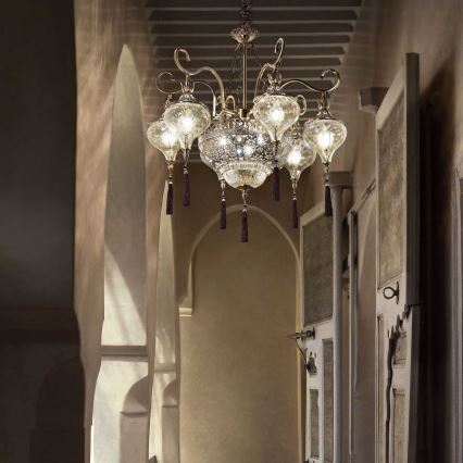 Ideal Lux - Lámpara colgante con cadena HAREM 9xE27/60W/230V diá. 75 cm latón