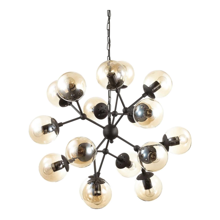 Ideal Lux - Lámpara colgante con cadena KEPLER 18xE27/42W/230V diá. 69 cm negro/Ahumado