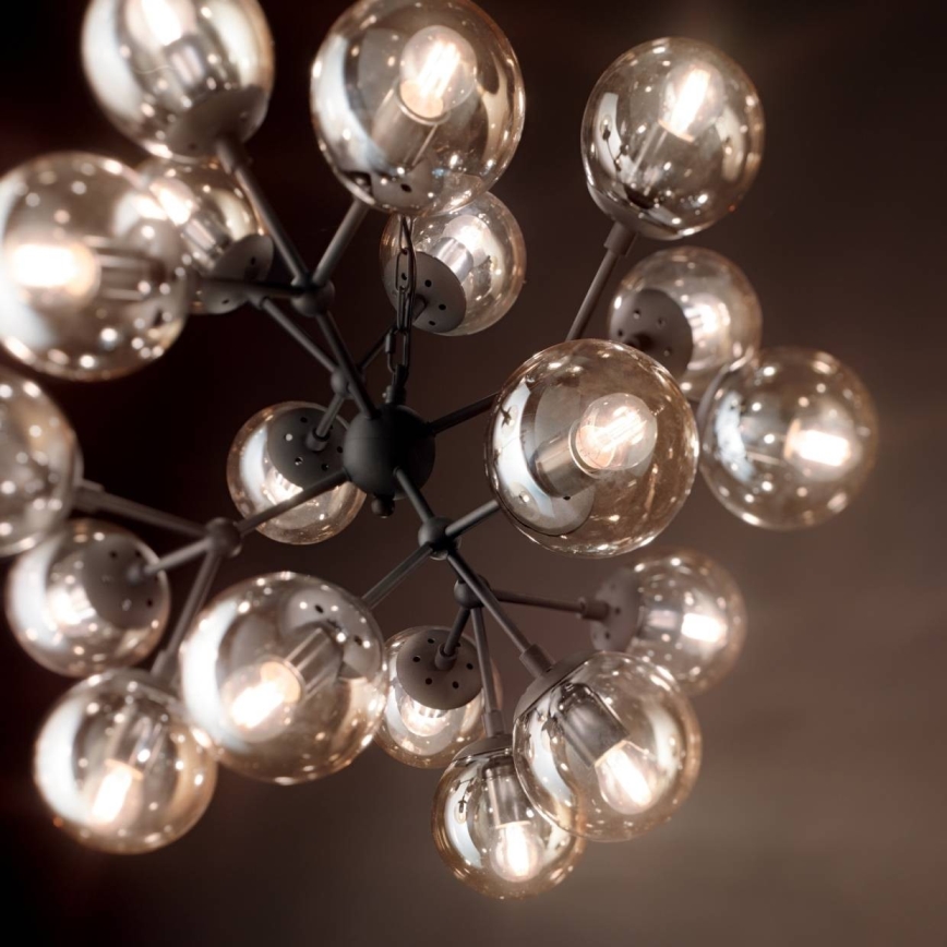 Ideal Lux - Lámpara colgante con cadena KEPLER 18xE27/42W/230V diá. 69 cm negro/Ahumado